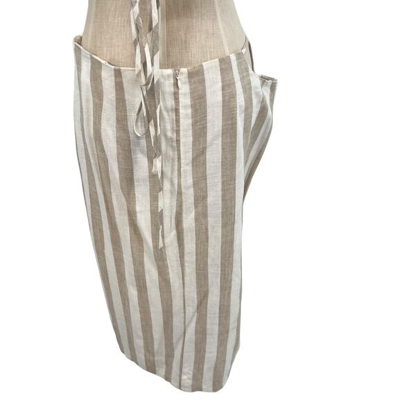 Lioness Fazio Skirt Set Tee Shirt Pinstripe Neutral Linen Nude White Size Medium - Picture 9 of 16